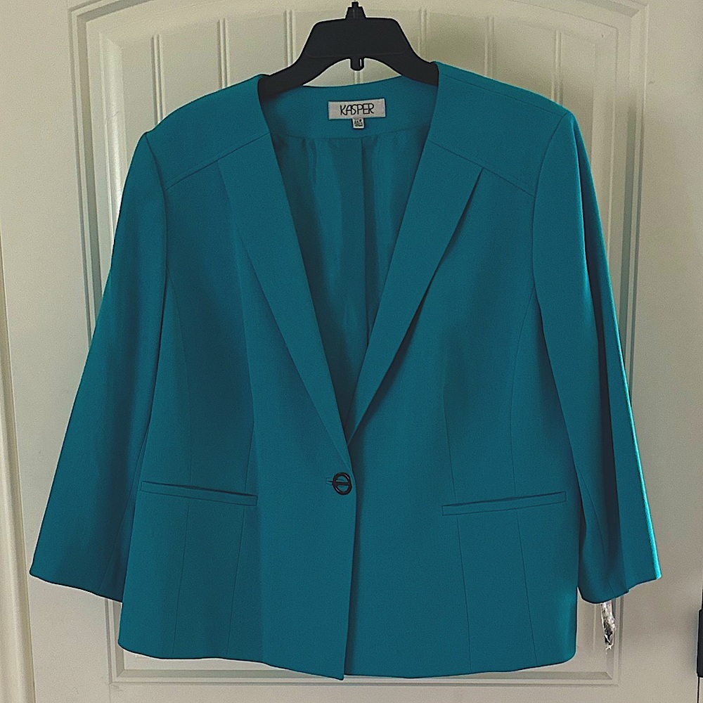 Kasper Plus Blue-green Blazer Professional Suit Jacket NWT